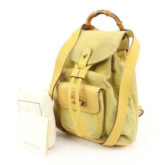 Gucci Yellow Suede Mini Bamboo Backpack 54gz421s main image 5